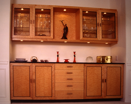 Custom buffet in birdseye maple and ebony.